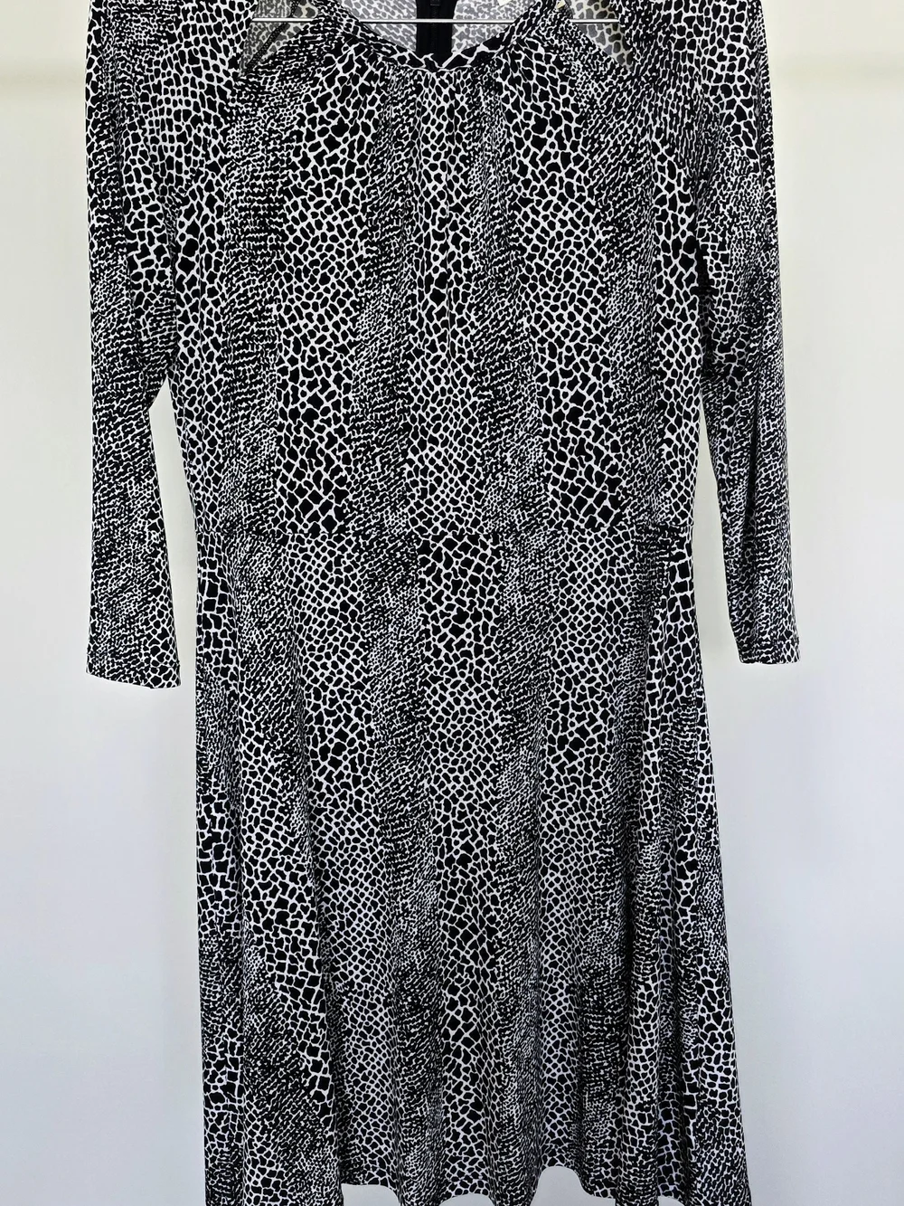 Michael Kors Black & White Long Sleeve Printed Swing Dress
